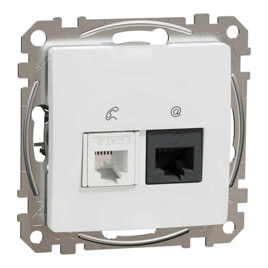 Розетка Schneider Sedna Design біла комп ютерна RJ45 Cat. 6 UTP + RJ11 ( SDD111468 )