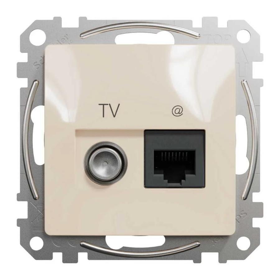 Розетка Schneider Sedna Design бежева комп ютерна RJ45 Cat. 6 UTP + TV ( SDD112469T )