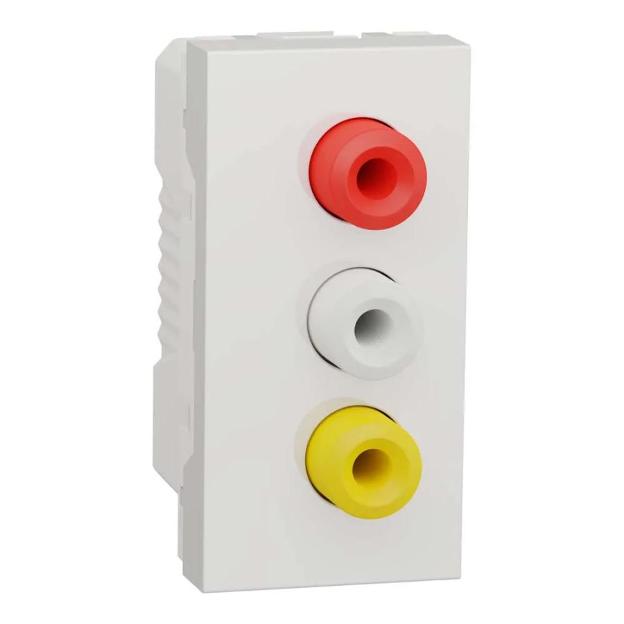 Розетка Schneider Unica NEW біла 3 RCA 1 мод ( NU343118 )
