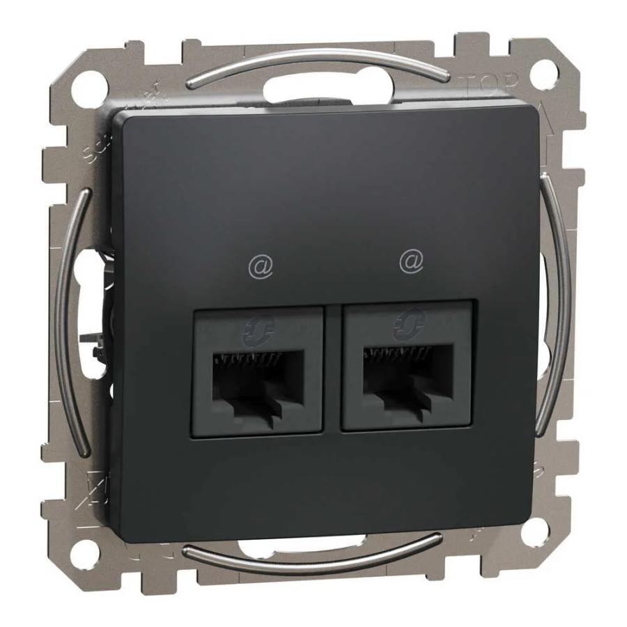 Розетка Schneider Sedna Design чорна комп ютерна RJ45 Cat. 5e UTP 2-на ( SDD114452 )