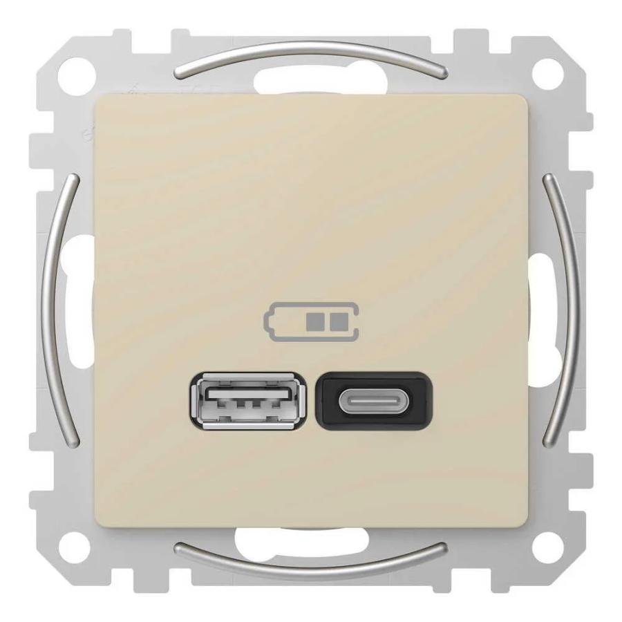 Розетка Schneider Sedna Design бежева USB type A+С 3А 45Вт ( SDD112404 )