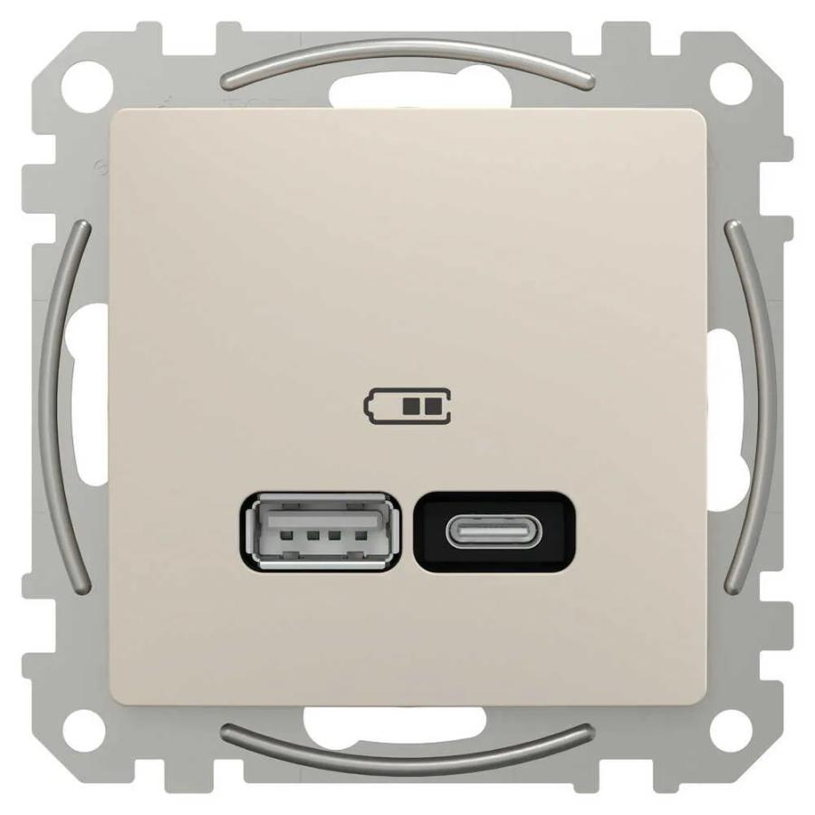 Розетка Schneider Sedna Design бежева USB type A+С 21Вт ( SDD112405 )