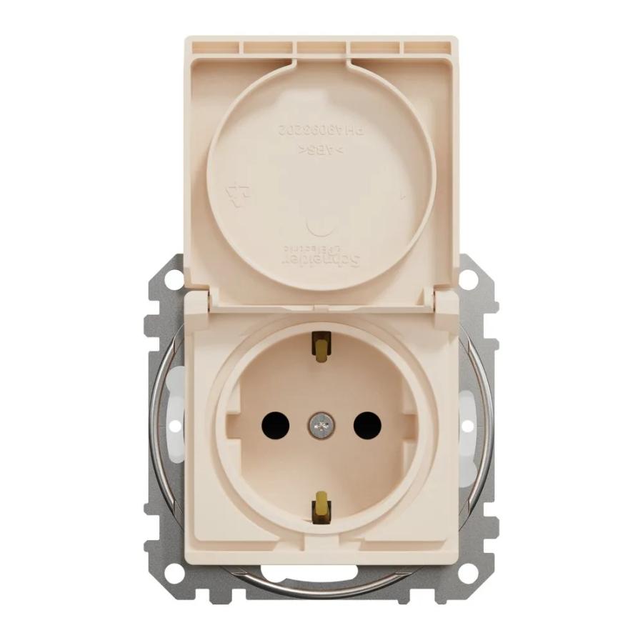Розетка Schneider Sedna Design бежева 1-на з заземленням з шторками з кришкою IP44 ( SDD212024 )