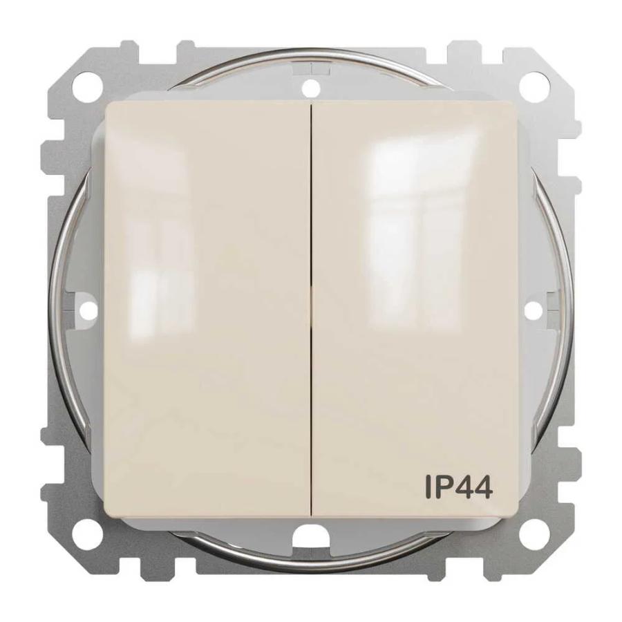 Вимикач Schneider Sedna Design бежевий 2кл IP44 ( SDD212105 )