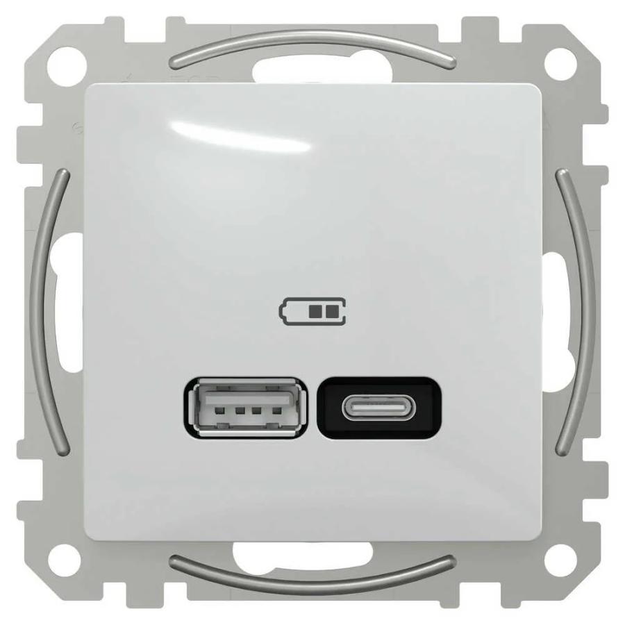 Розетка Schneider Sedna Design ​біла USB type A+C 21Вт ( SDD111405 )