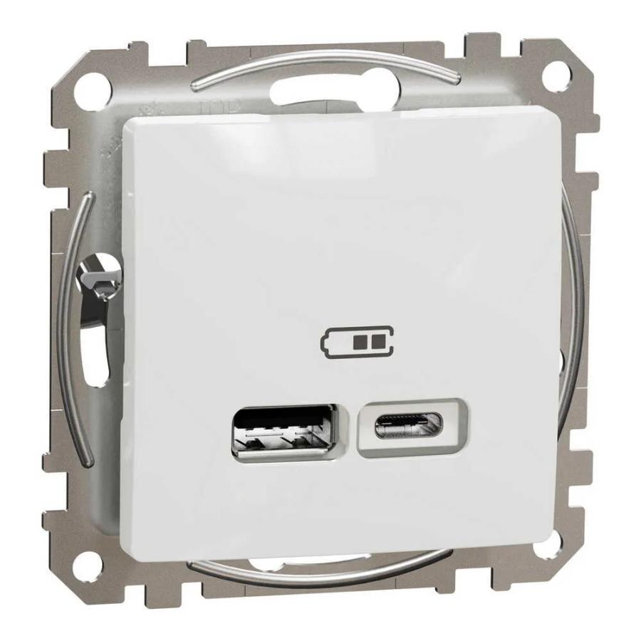 Розетка Schneider Sedna Design ​ біла 2-на USB A+C без рамки ( SDD111402 )