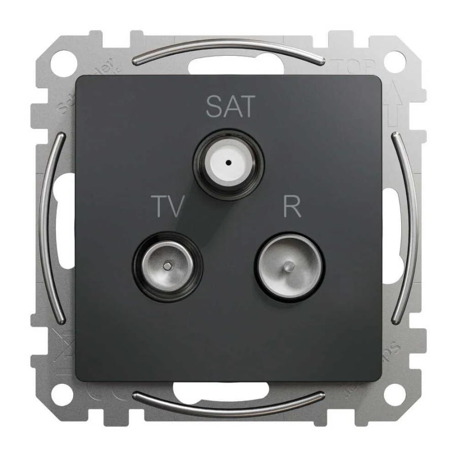 Розетка Schneider Sedna Design чорна телевізійна R/TV/SAT кінцева 4дБ ( SDD114481 )