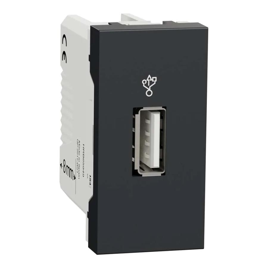 Розетка Schneider Unica NEW антрацит USB-коннектор 1 мод ( NU342954 )