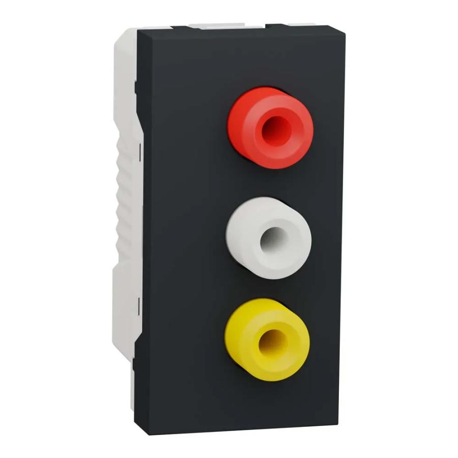 Розетка Schneider Unica NEW антрацит 3 RCA 1 мод ( NU343154 )