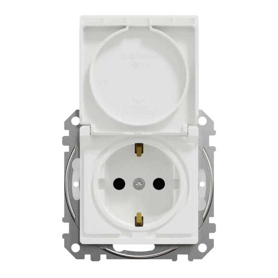 Розетка Schneider Sedna Design біла 1-на з заземленням з шторками з кришкою IP44 ( SDD211024 )