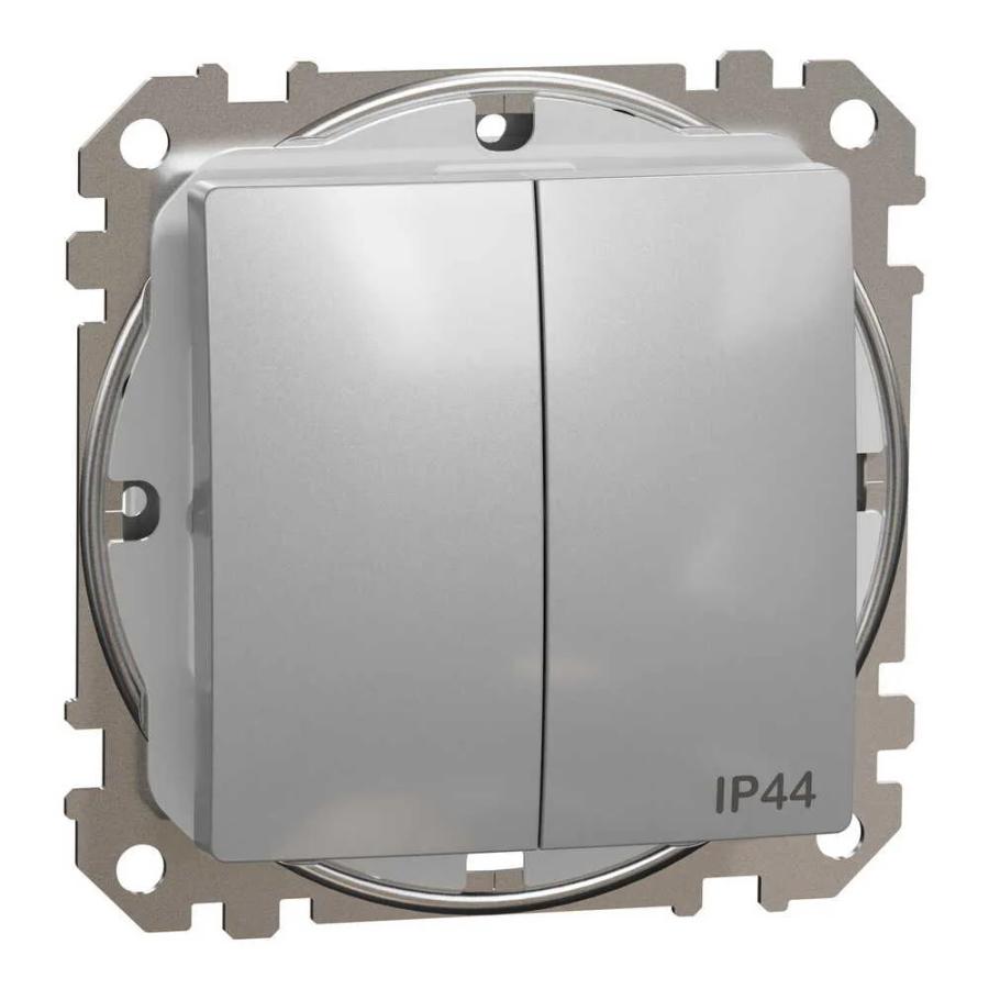 Вимикач Schneider Sedna Design алюміній 2кл IP44 ( SDD213105 )