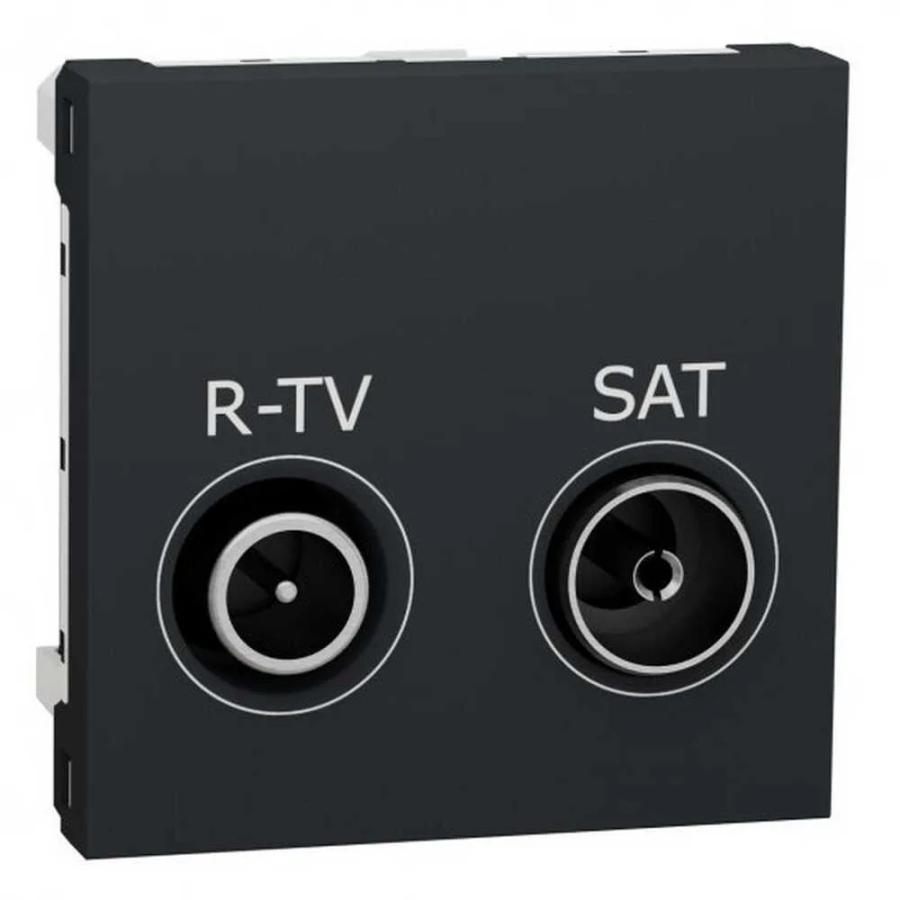 Розетка Schneider Unica NEW антрацит R-TV/SAT 2 модуля ( NU345454 )
