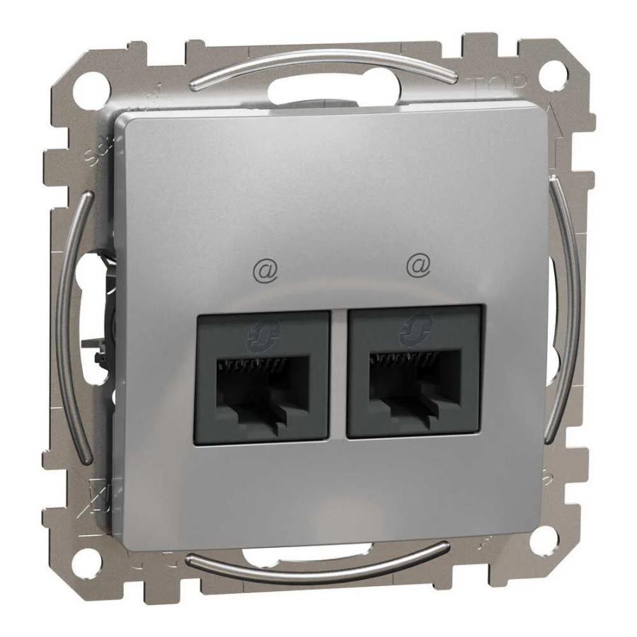 Розетка Schneider Sedna Design алюміній комп ютерна RJ45 Саt. 5e UTP 2-на ( SDD113452 )