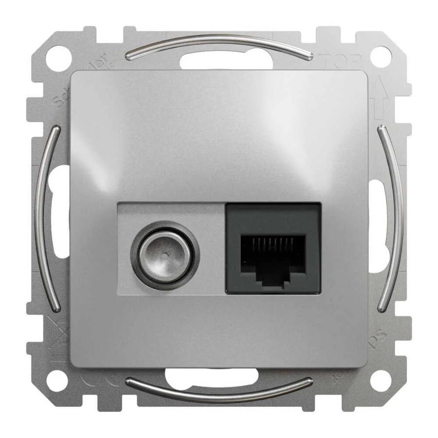 Розетка Schneider Sedna Design алюміній комп ютерна RJ45 Cat.6 UTP + TV ( SDD113469T )