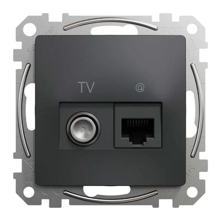Розетка Schneider Sedna Design чорна комп ютерна RJ45 Cat. 6 UTP + TV ( SDD114469T )