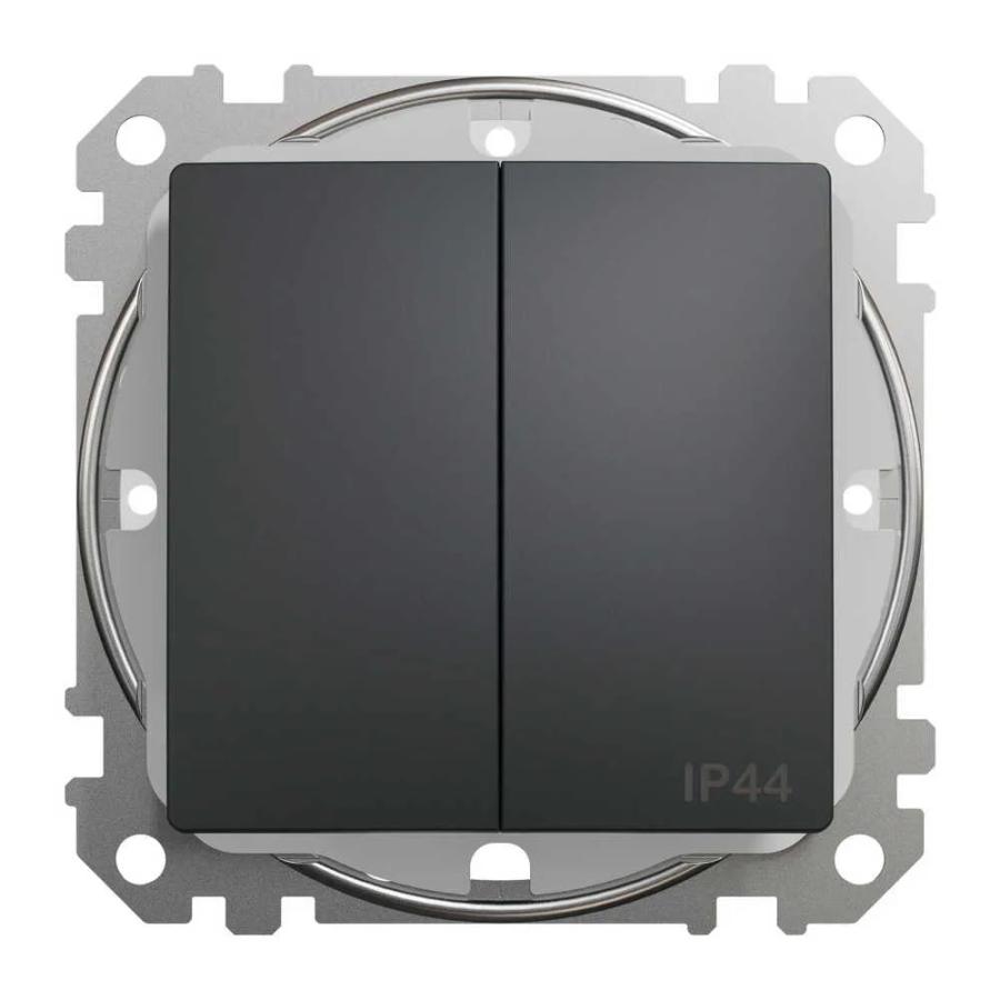 Вимикач Schneider Sedna Design чорний 2кл IP44 ( SDD214105 )