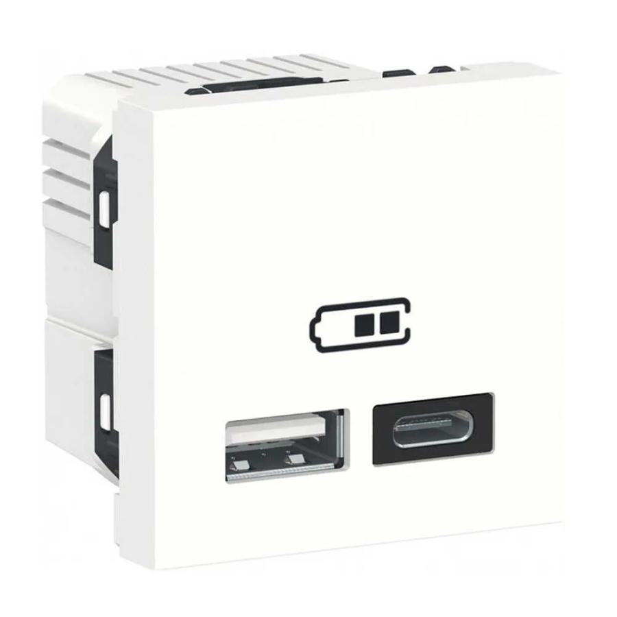Розетка Schneider Unica NEW біла USB type A + type C 2.4 А 2 мод. ( NU301818 )