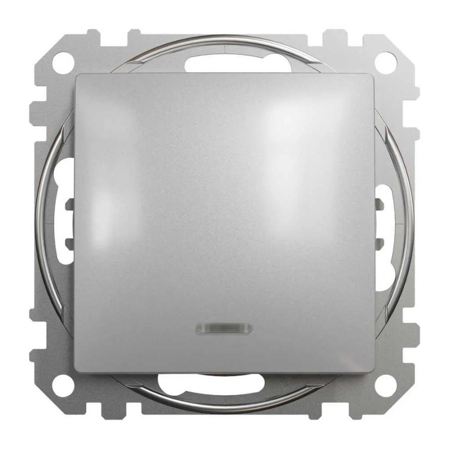 Вимикач Schneider Sedna Design алюміній 1кл з підсвіткою ( SDD113101L )