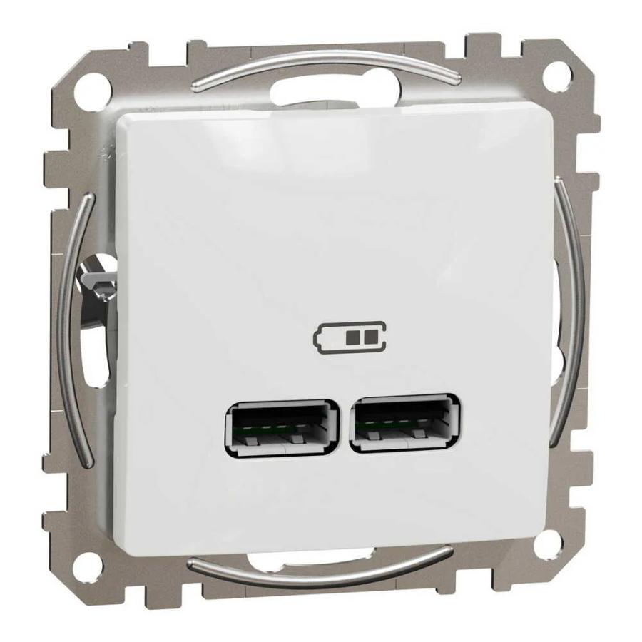 Розетка Schneider Sedna Design ​ біла 2-на USB A+A без рамки ( SDD111401 )
