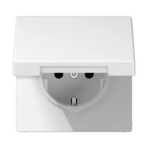Розетка Jung LS біла 1-на з заземленням з кришкою ( LS1520KLWW )