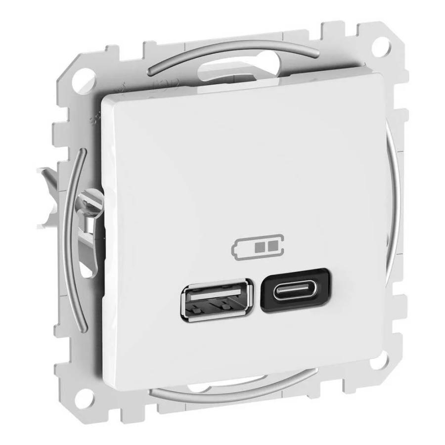 Розетка Schneider Sedna Design ​біла 2-на USB A+C 45Вт без рамки ( SDD111402 )