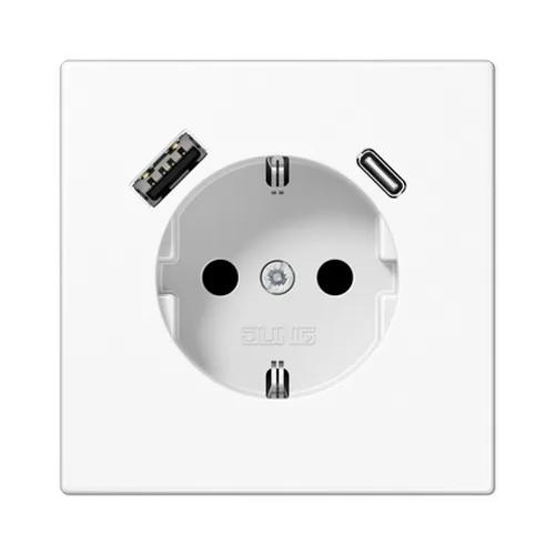 Розетка Jung LS біла 1-на з заземленням + USB Type C+A ( LS1520-15CAWW )