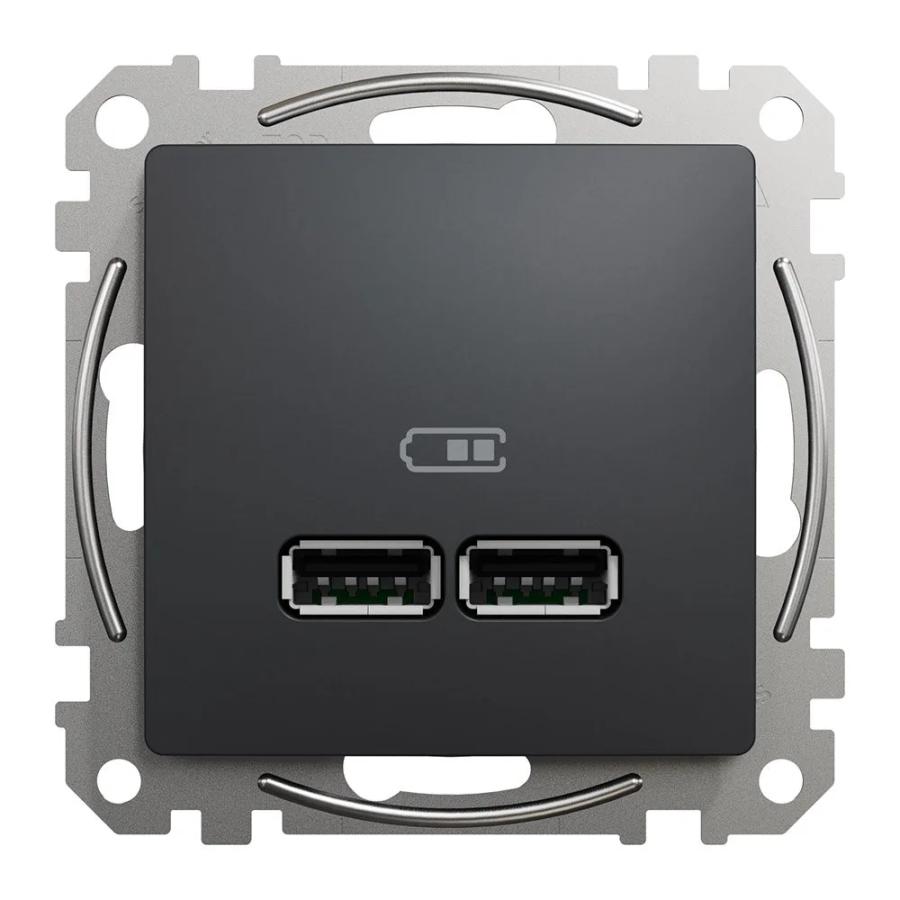 Розетка Schneider Sedna Design чорна 2-на USB A+A без рамки ( SDD114401 )