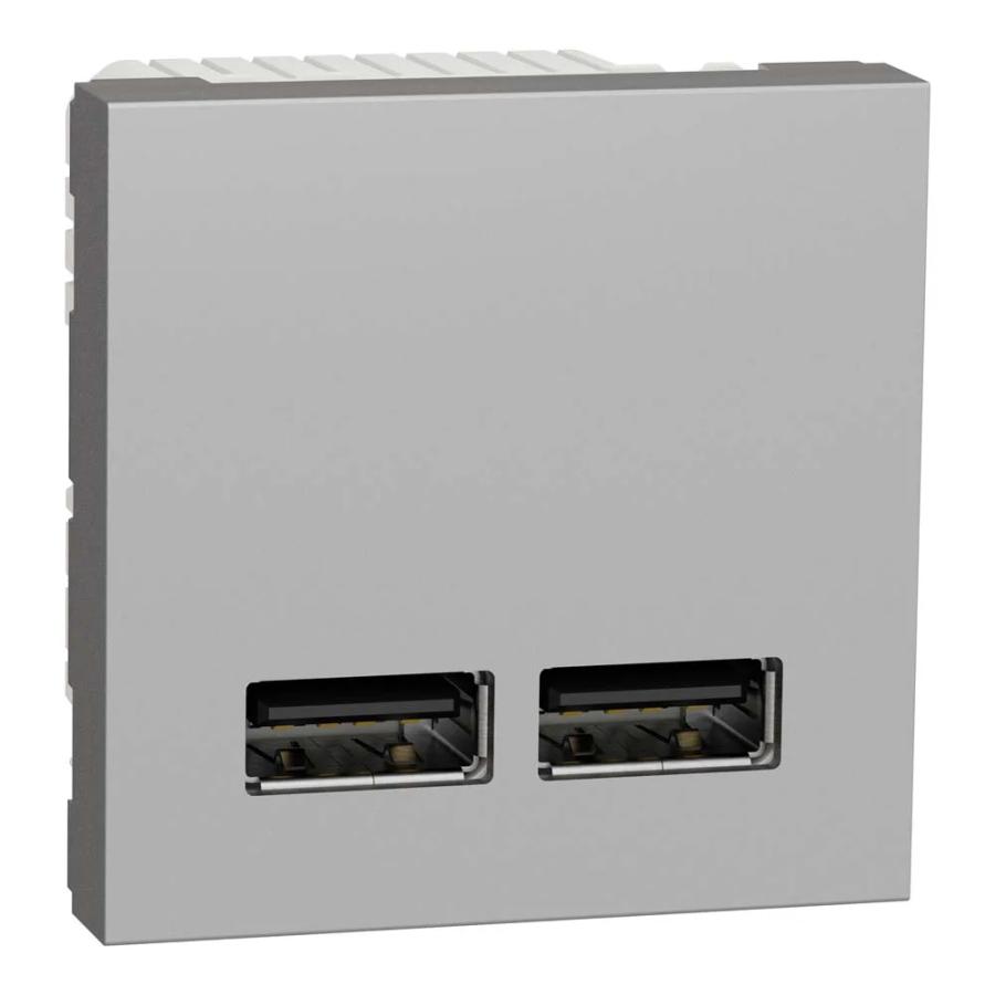 Розетка Schneider Unica NEW алюміній USB 2-на 2.1А ( NU341830 )