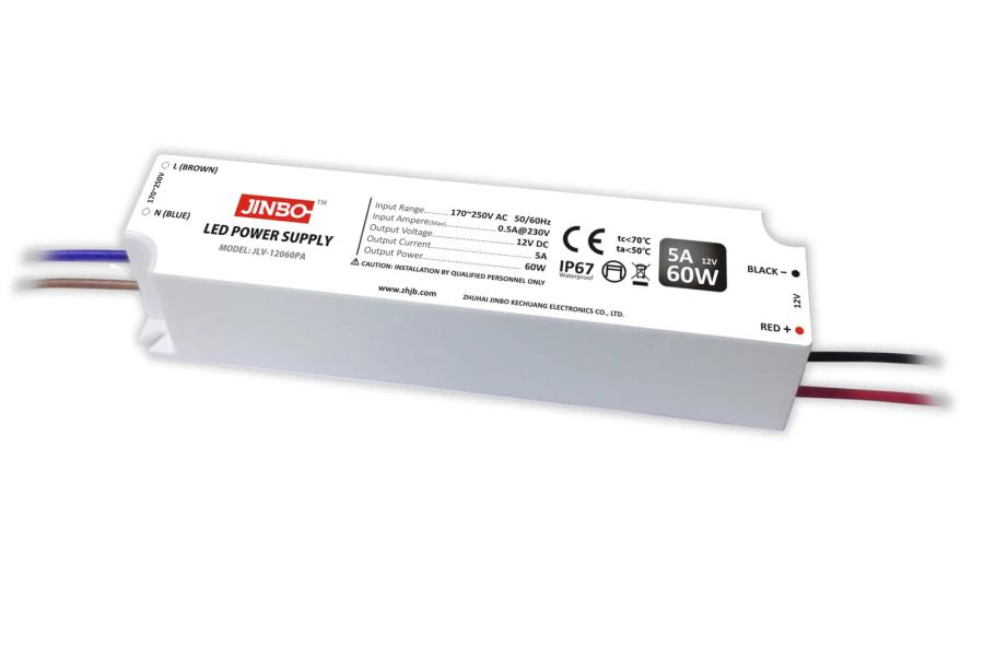 Блок живлення імпульсний ПЛАСТИК JINBO 60W 12V (IP67, 5А) Series "JLV"