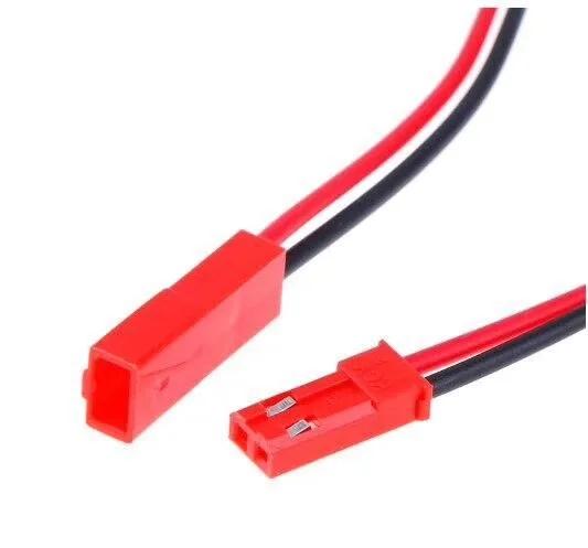 Комплект JST-роз'ємів живлення PROLUM™ - 2 pin з кабелем тато + мама, червоні, 10 см
