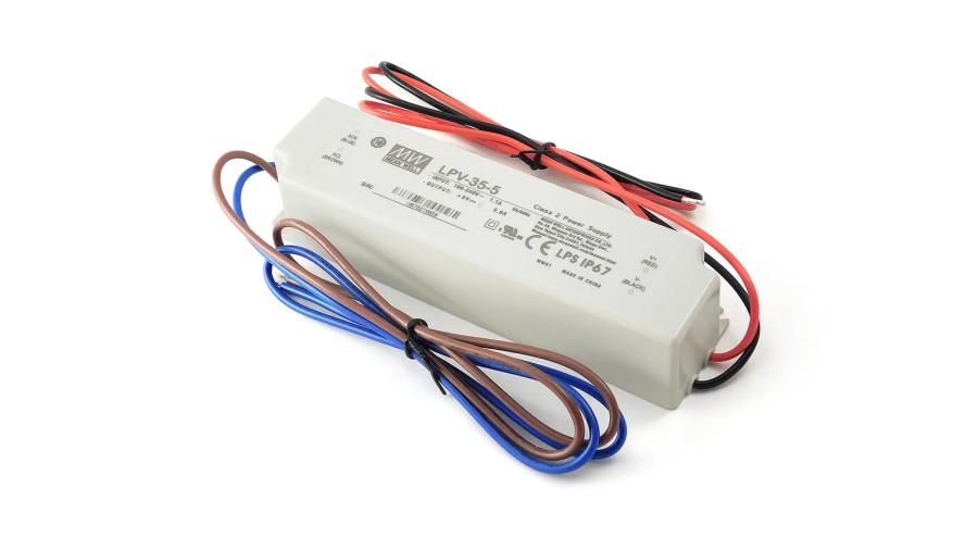 Блок живлення Mean Well LPV-35-5 (30W; 5A; 5V; IP67) Series "LPV", 92%
