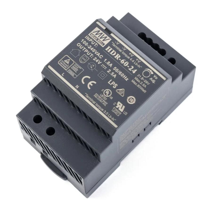 Блок живлення Mean Well на DIN-рейку HDR-60-24 (60W; 2.5A; 24V; IP20) Series "HDR", 92%