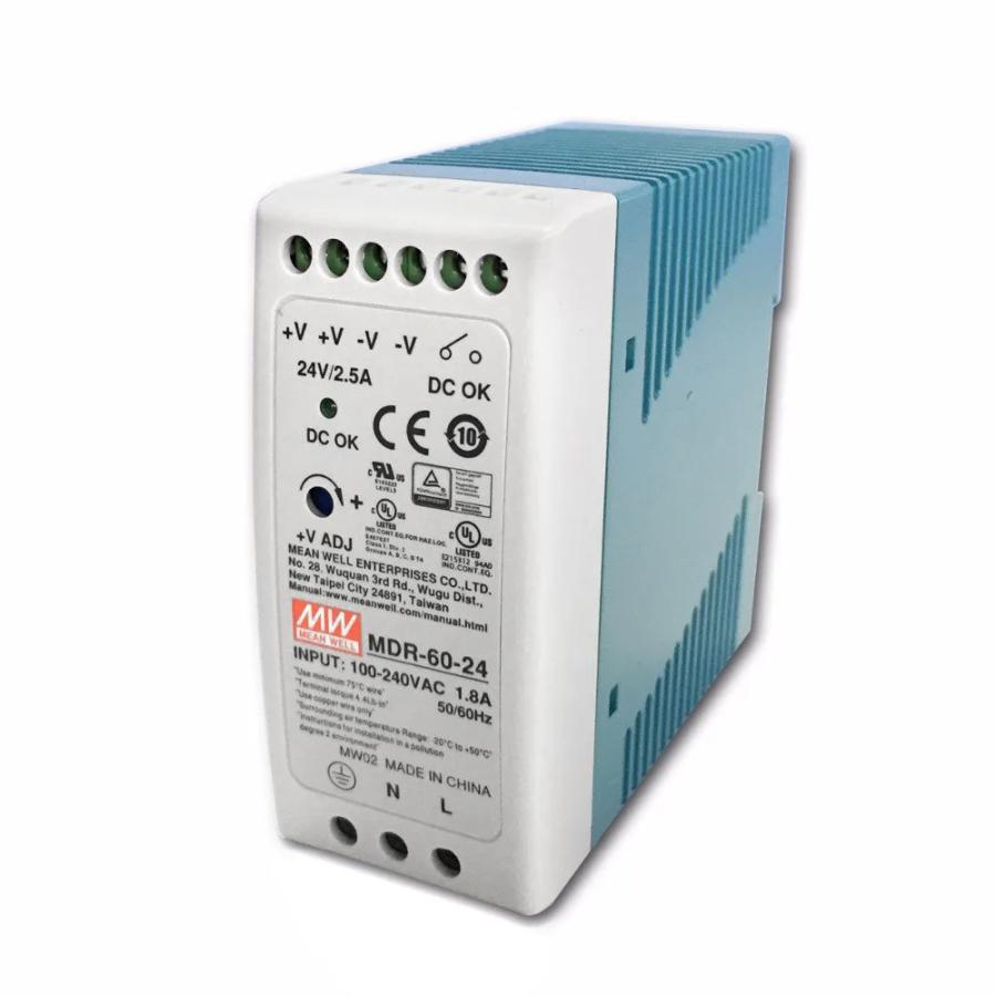 Блок живлення Mean Well на DIN-рейку MDR-60-24 (60W; 2.5A; 24V; IP20) Series "MDR", 92%